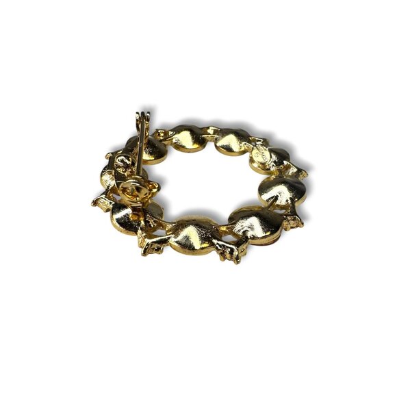 Alex & Ani Colorful Gold-Tone Circle Rhinestone Brooch Signed Uranium Glass Glow - Picture 6 of 13